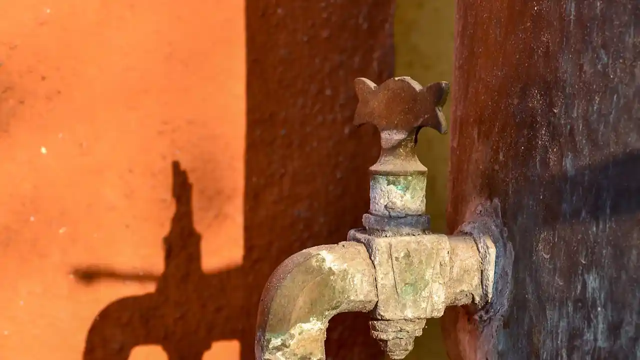 Old corroded drain spigot